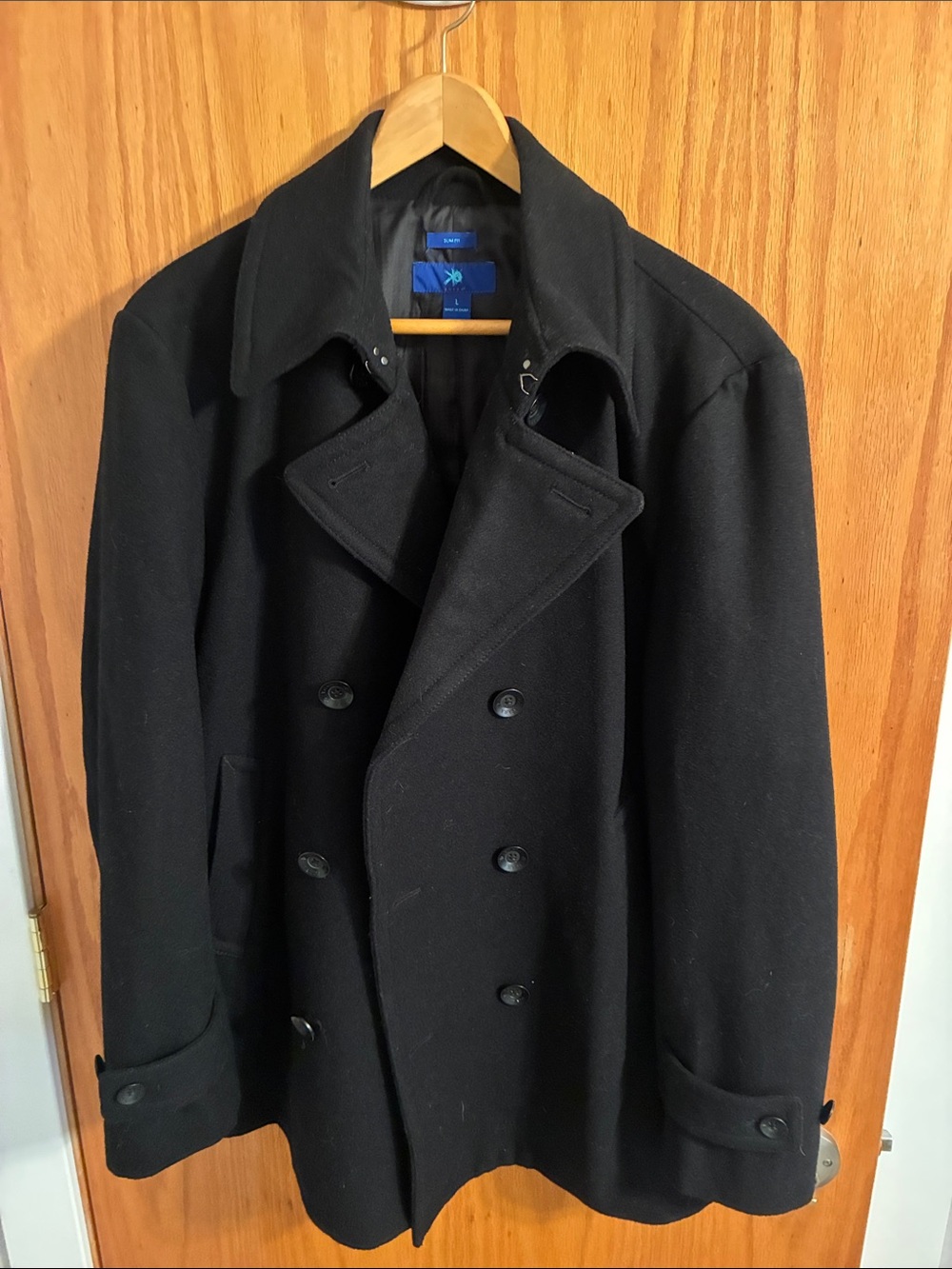 Egara Black Double-Breasted Pea Coat